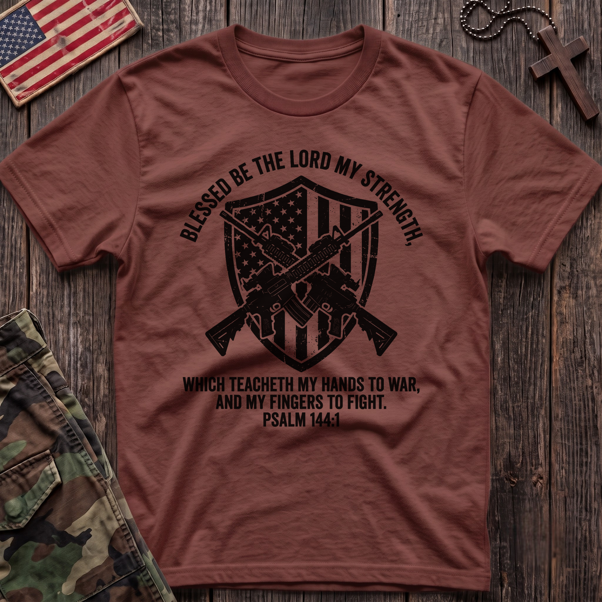 144 Shield and Flag T-Shirt