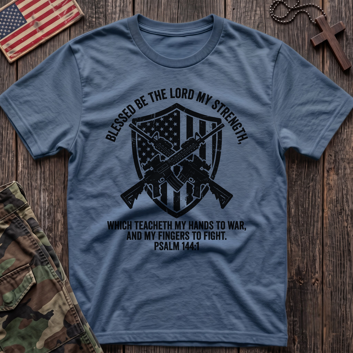 144 Shield and Flag T-Shirt