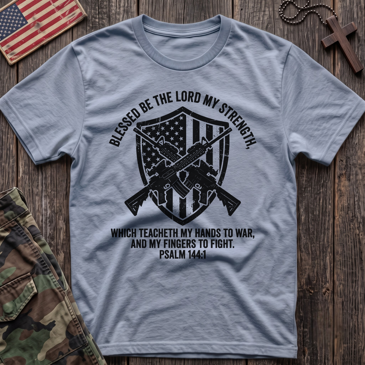144 Shield and Flag T-Shirt