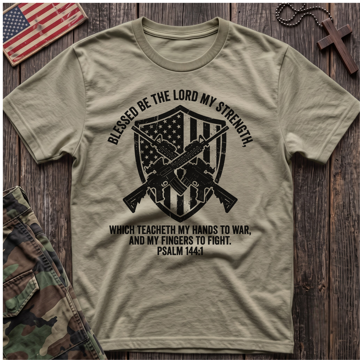 144 Shield and Flag T-Shirt