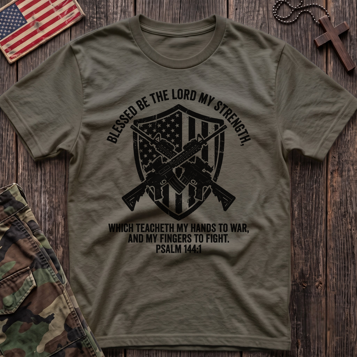 144 Shield and Flag T-Shirt