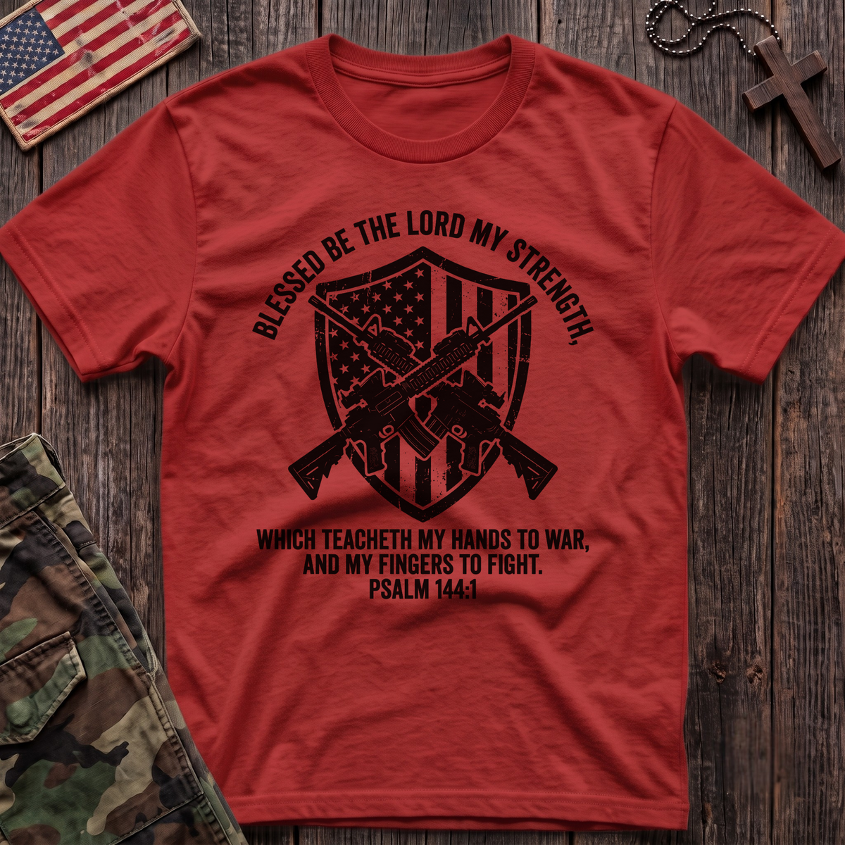 144 Shield and Flag T-Shirt