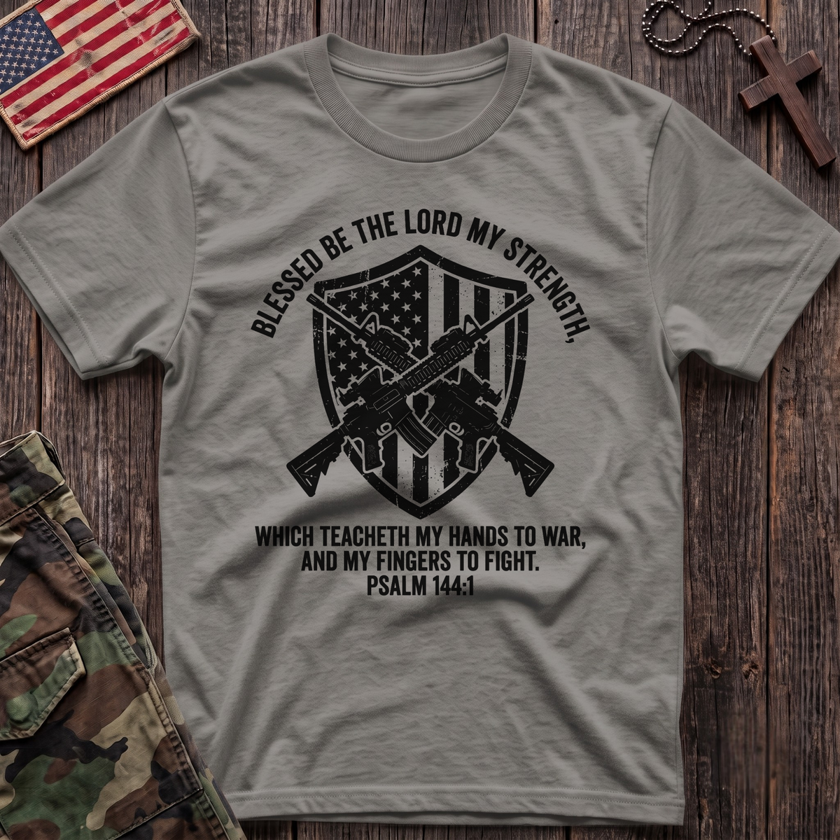 144 Shield and Flag T-Shirt