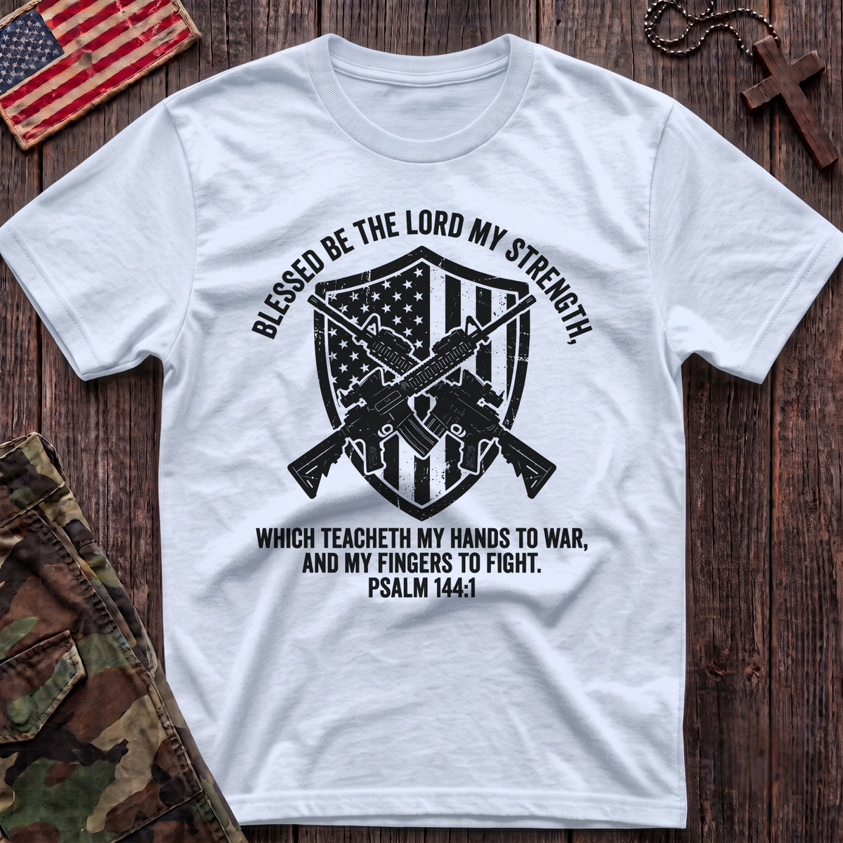 144 Shield and Flag T-Shirt