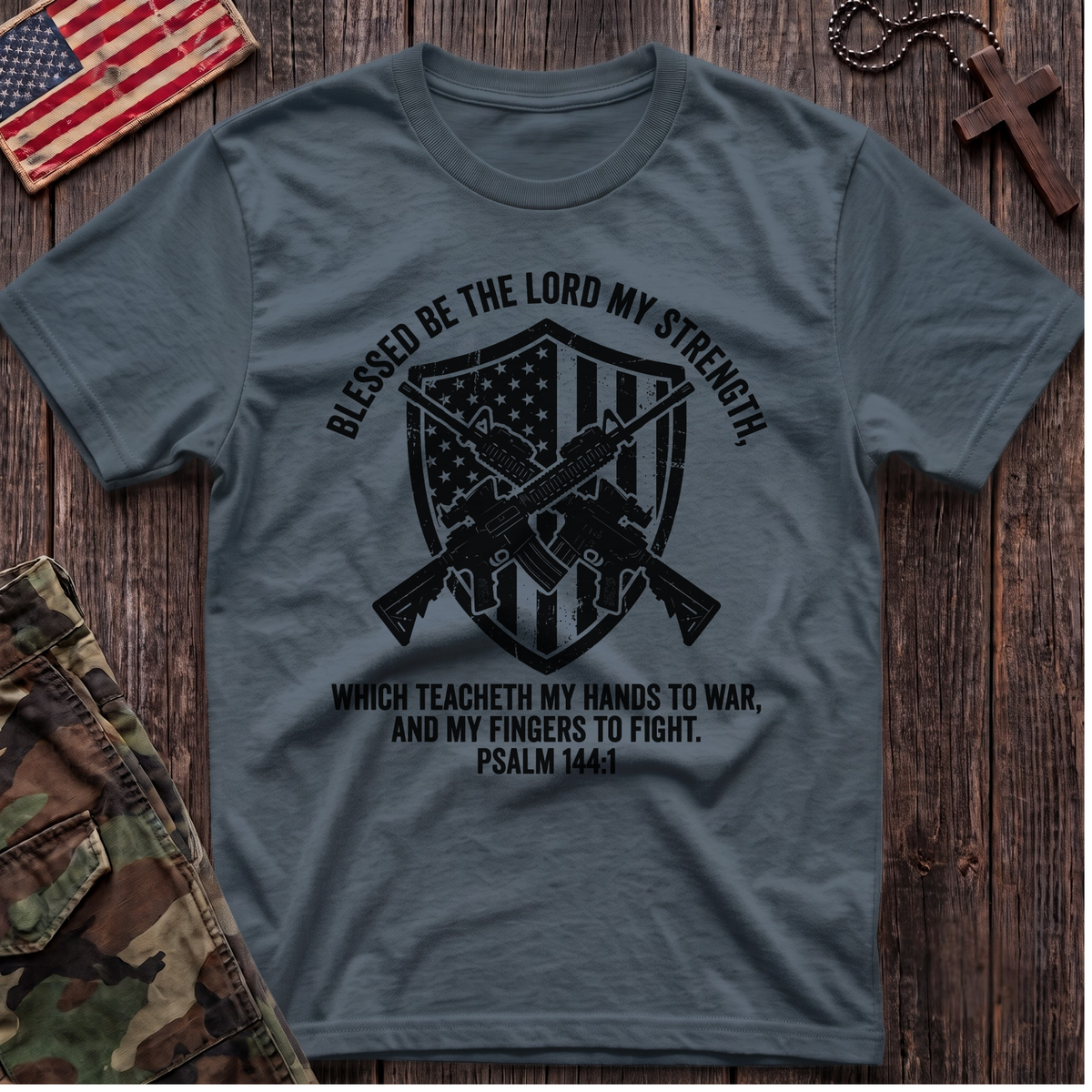 144 Shield and Flag T-Shirt